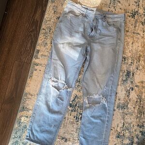 American Eagle Outfitters Light Blue Distressed Flare Jeans